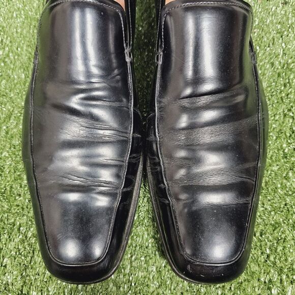 Prada Black Leather Slip On Loafers Dress Shoes Italy Mens SiE US 11.5 EU 10.5 - Picture 6 of 16